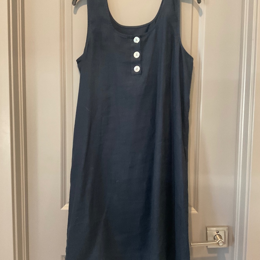 navy Blue Linen Summer Dress